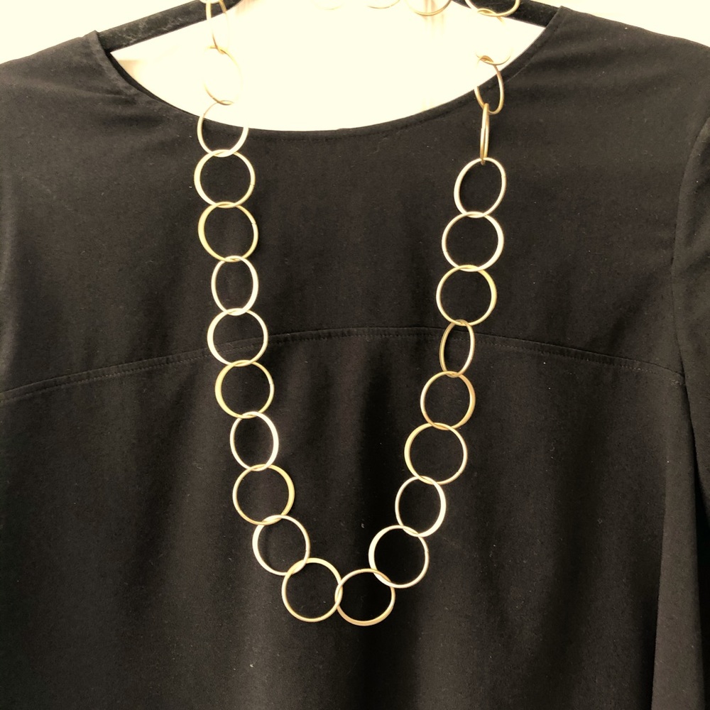 Brushed gold circle necklace